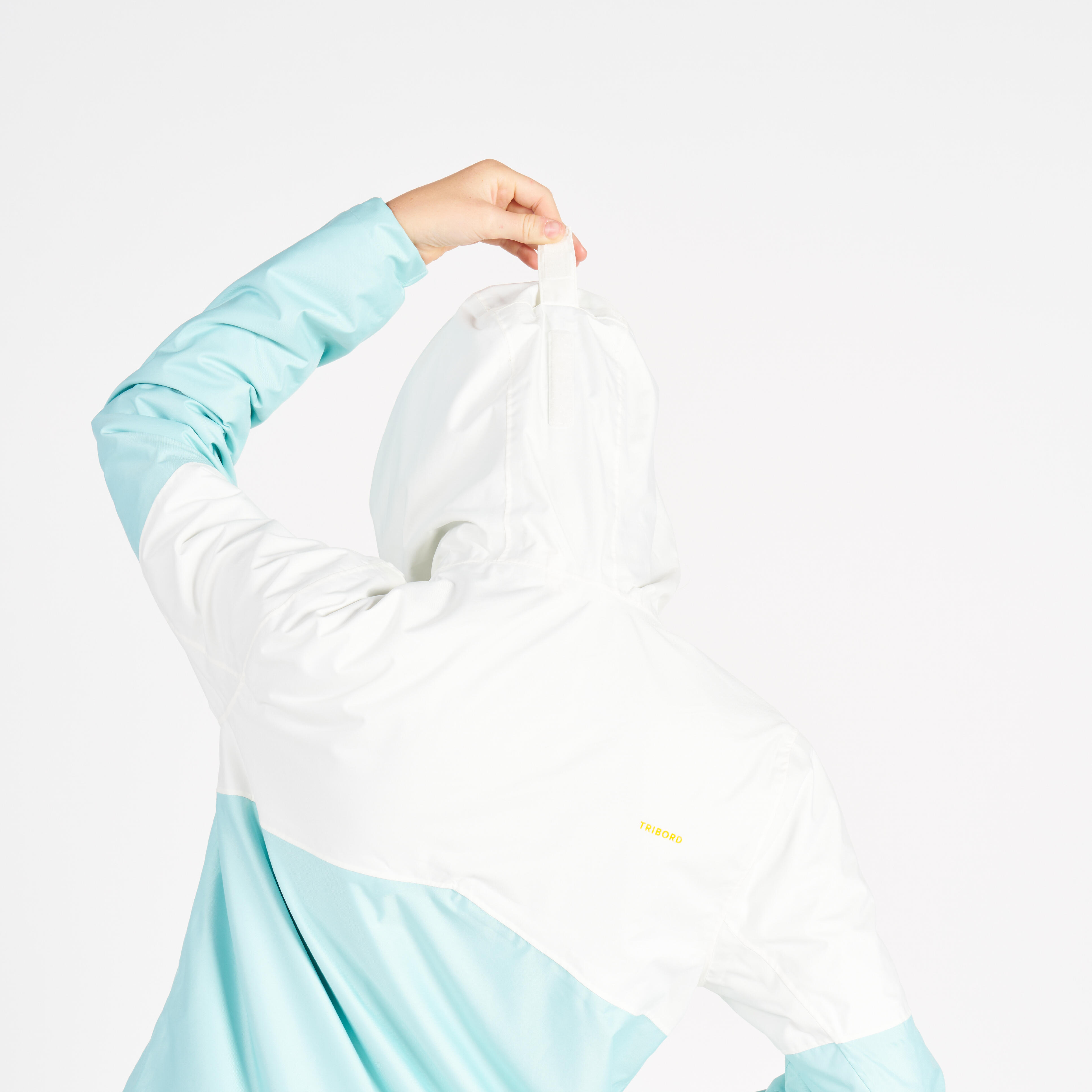 DECATHLON Detská nepremokavá bunda Sailing 100 zeleno-biela 10-11 r (141-150 cm) · záber 9