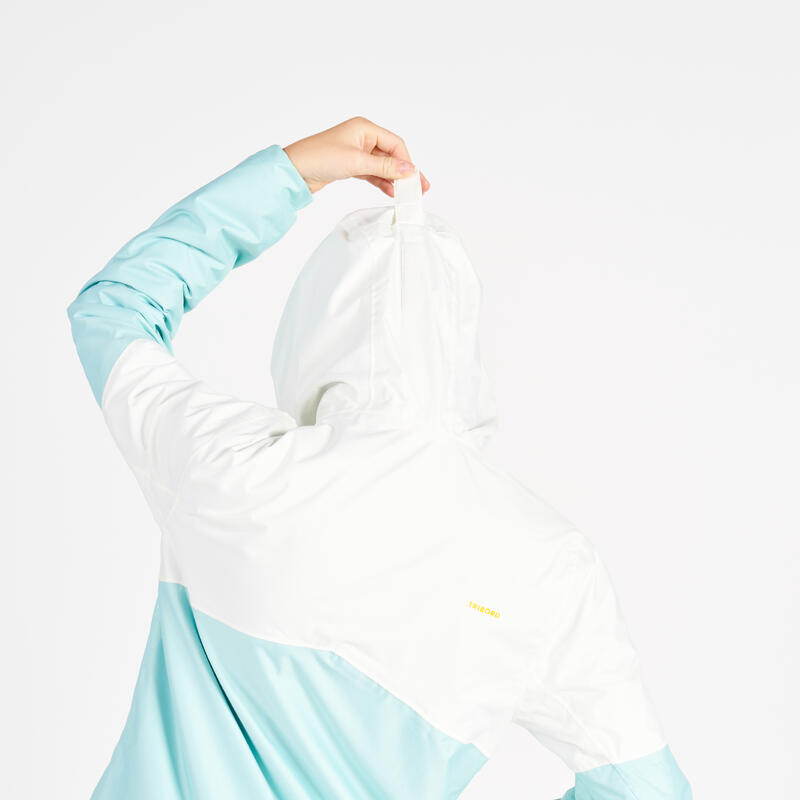 Veste imperméable de voile - veste de pluie SAILING 100 Enfant Blanc menthe