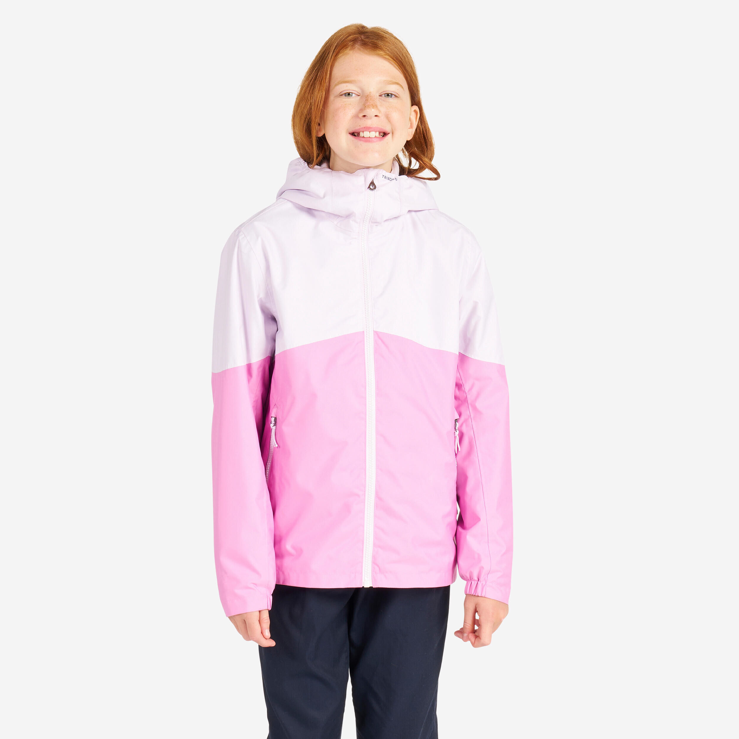 TRIBORD Kid's waterproof sailing jacket - wet-weather jacket SAILING 100 lavender pink