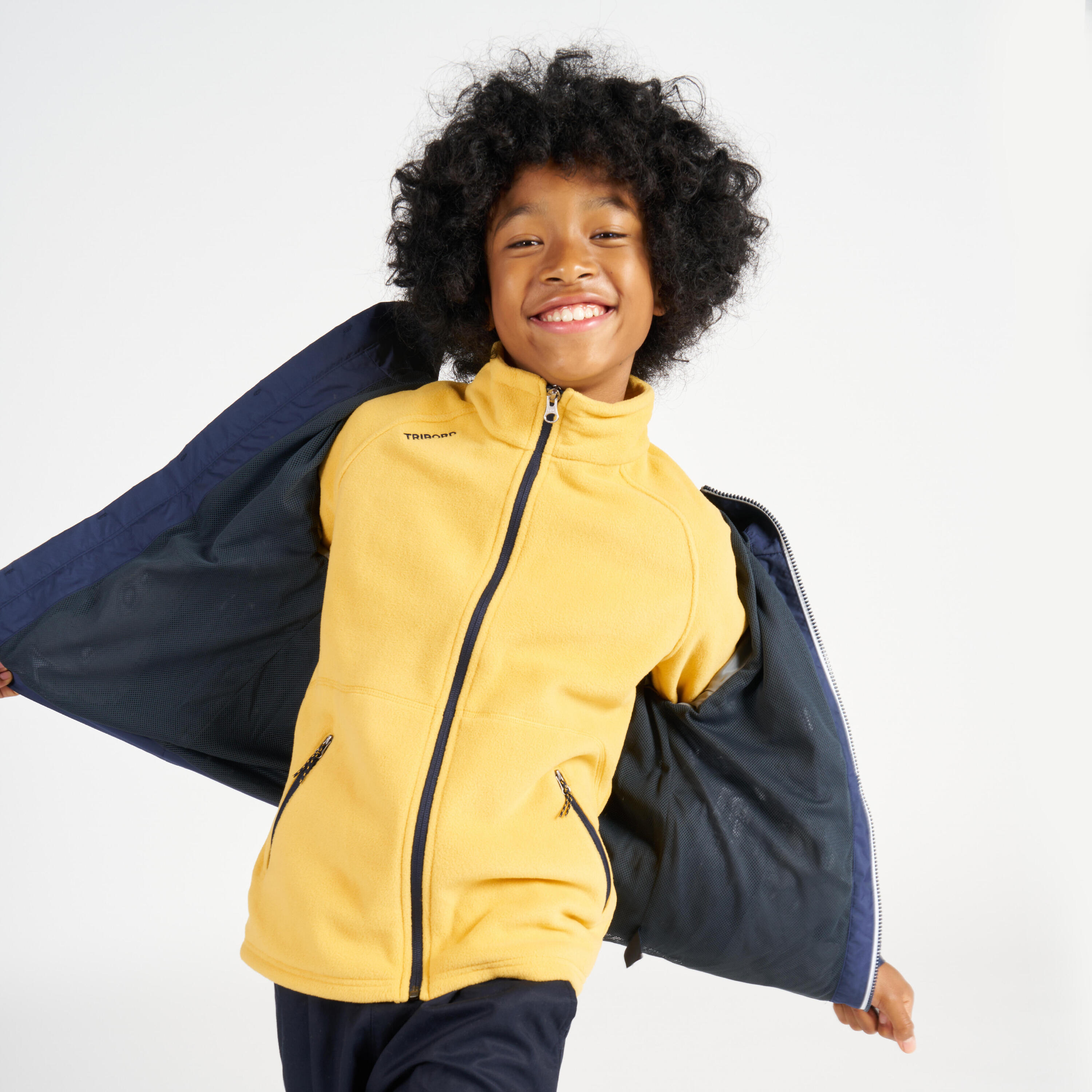 Kids warm fleece sailing jacket 100 - Yellow 12/14