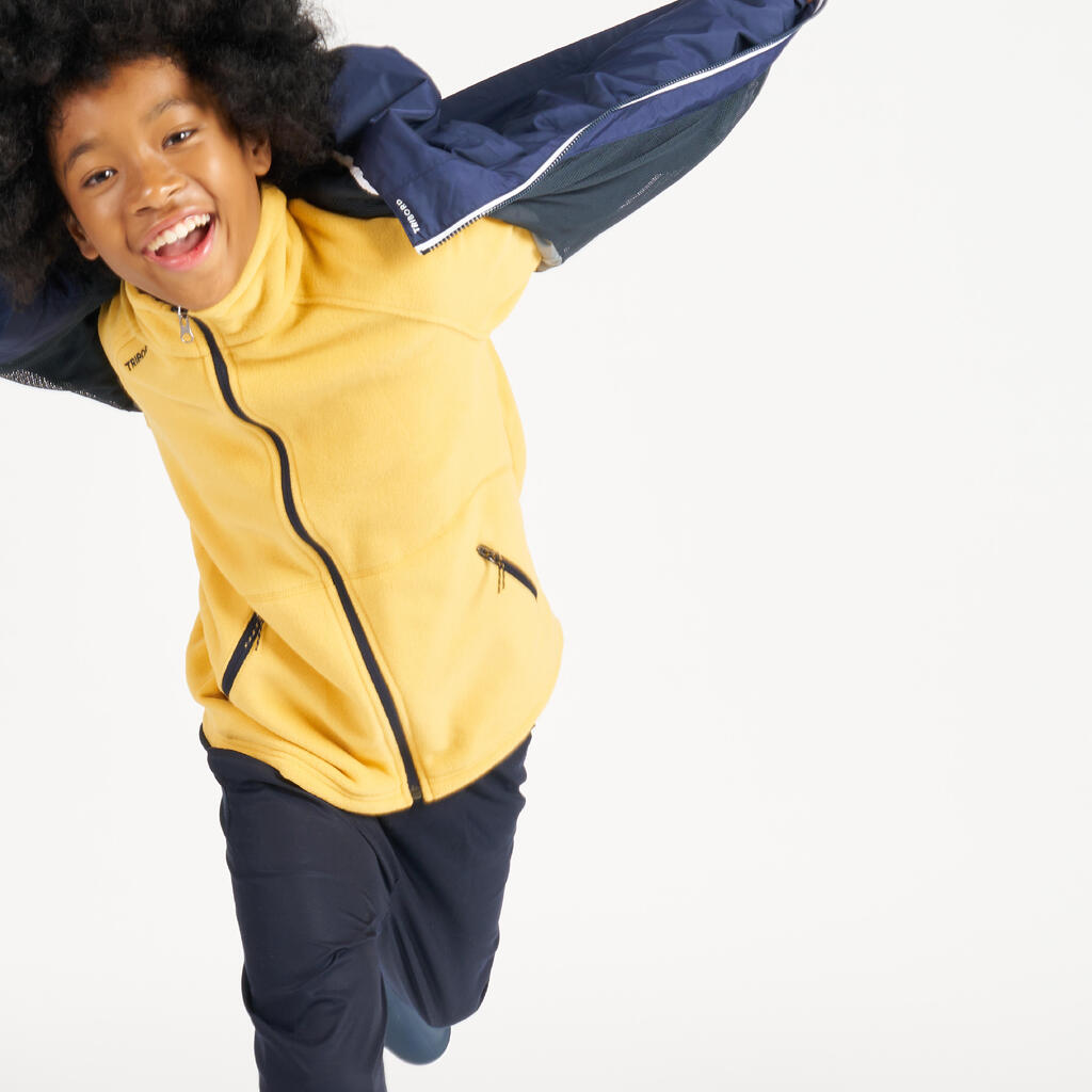 Kids warm fleece sailing jacket 100 - Yellow