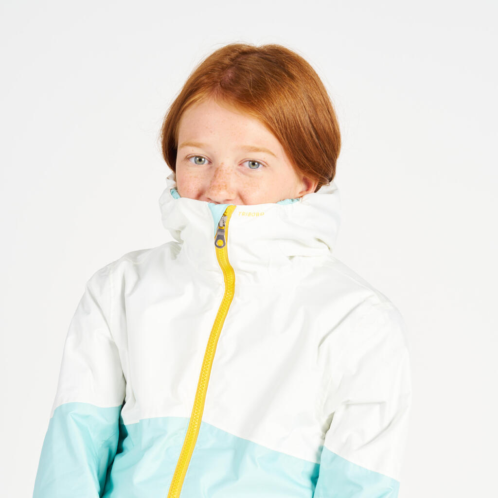 PARKA NÁUTICA SAILING 100 NIÑOS BLANCO MENTA IMPERMEABLE