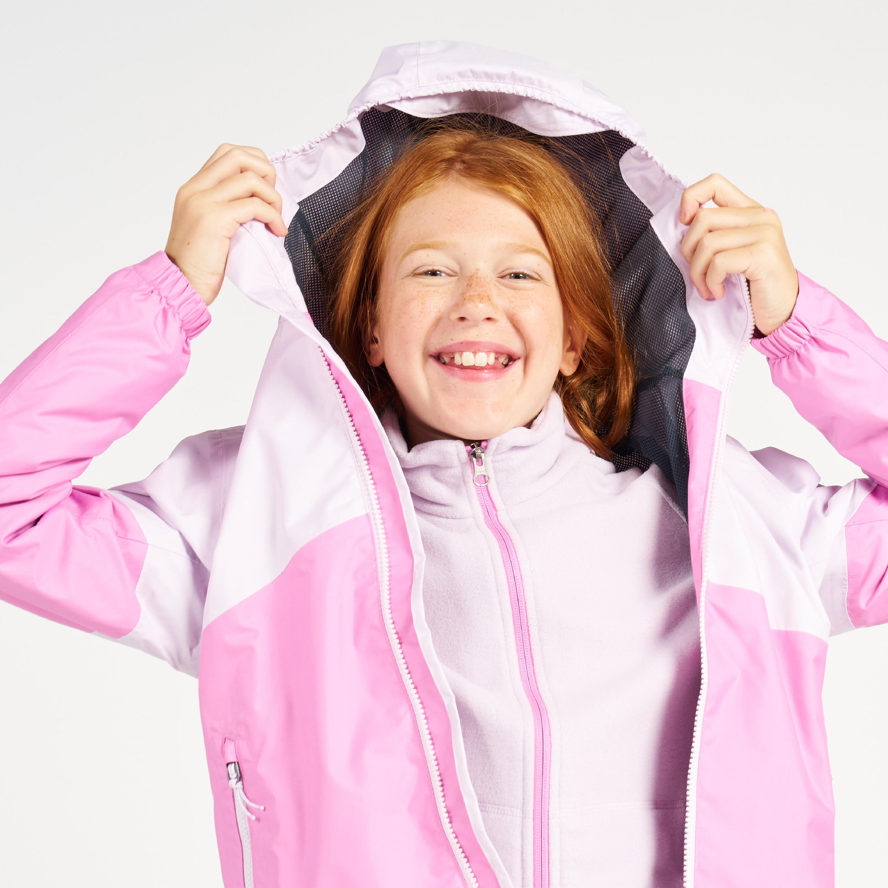 Kid's waterproof sailing jacket - wet-weather jacket SAILING 100 lavender pink 8/10