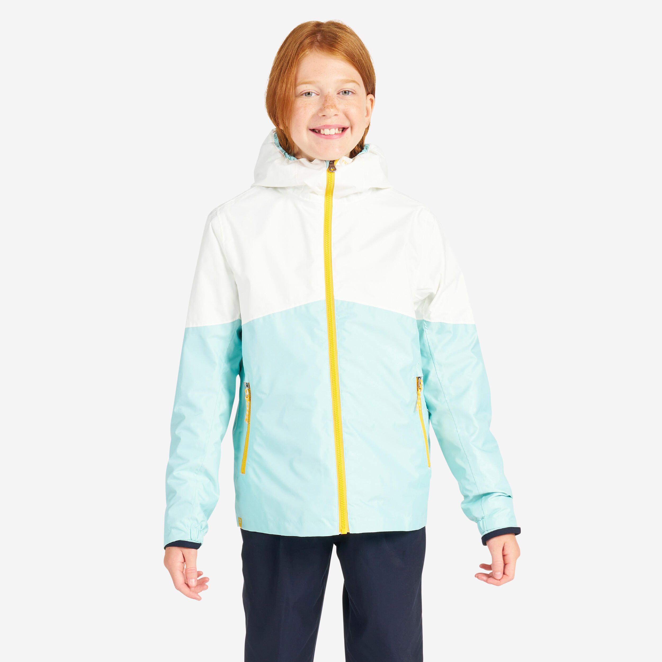 Waterproof sailing jacket - SAILING 100 Children's rain jacket Mint white