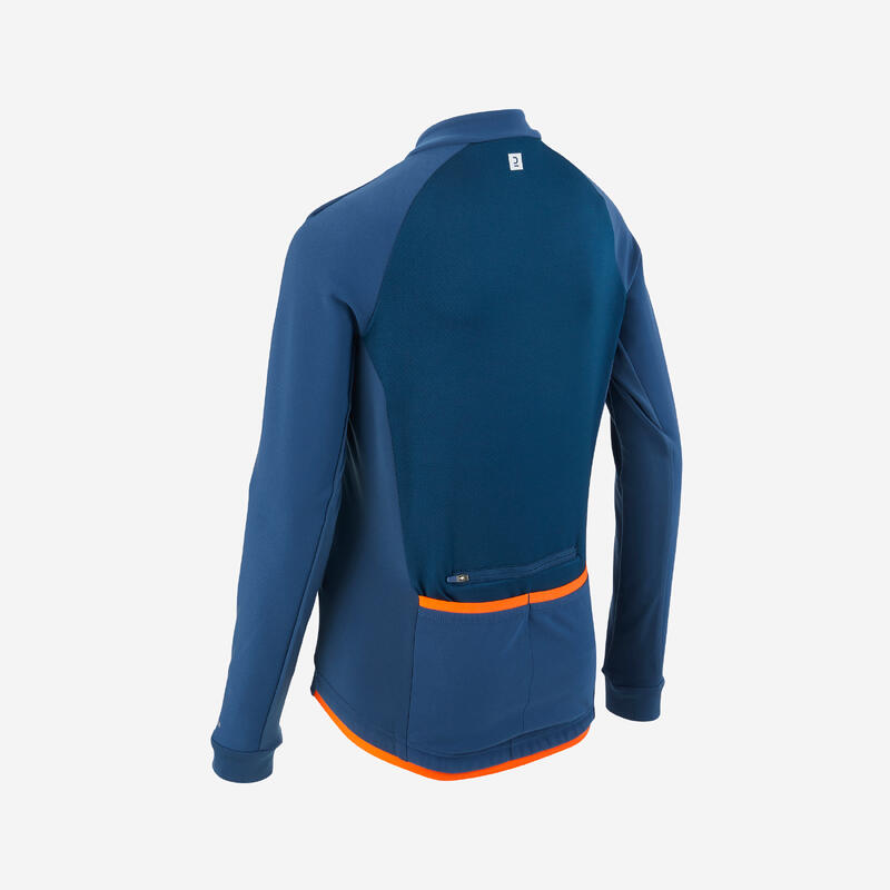 Chaqueta Ciclismo 500 Niños Azul Naranja 8-13 Años