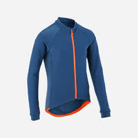 Plavo-narandžasta dečja jakna za biciklizam 500