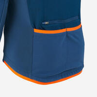 Plavo-narandžasta dečja jakna za biciklizam 500