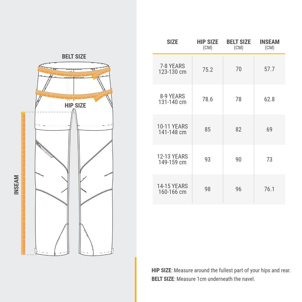 Pantalón de senderismo convertible negro para niños de 7 a 15 años MH500