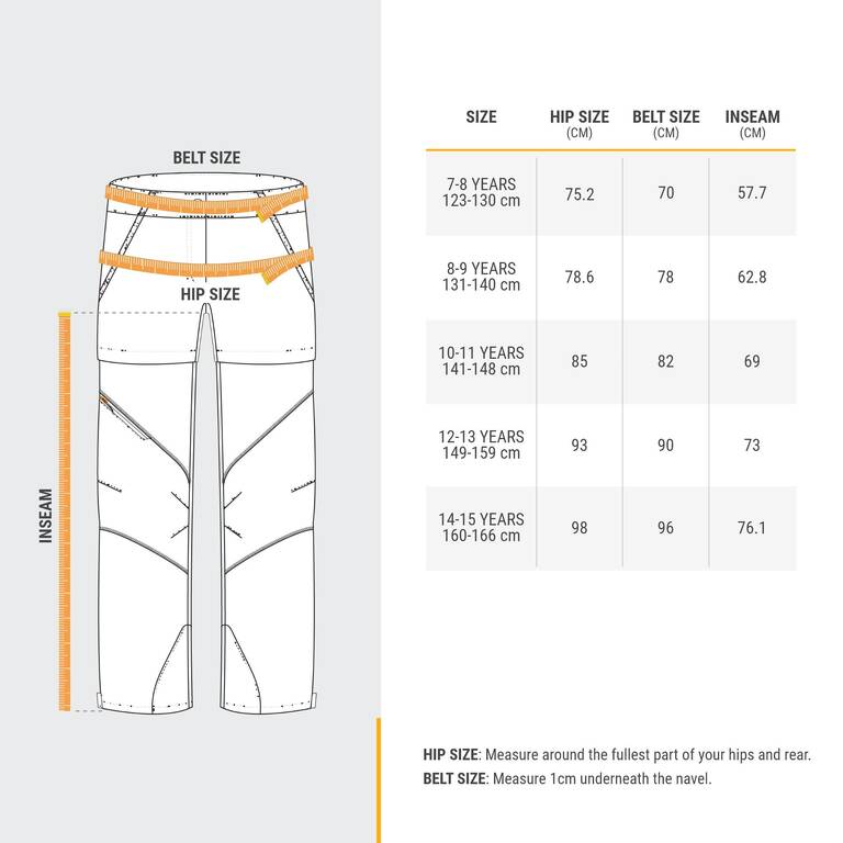 Kids’ Modular Hiking Trousers MH500 KID Aged 7-15 Turquoise