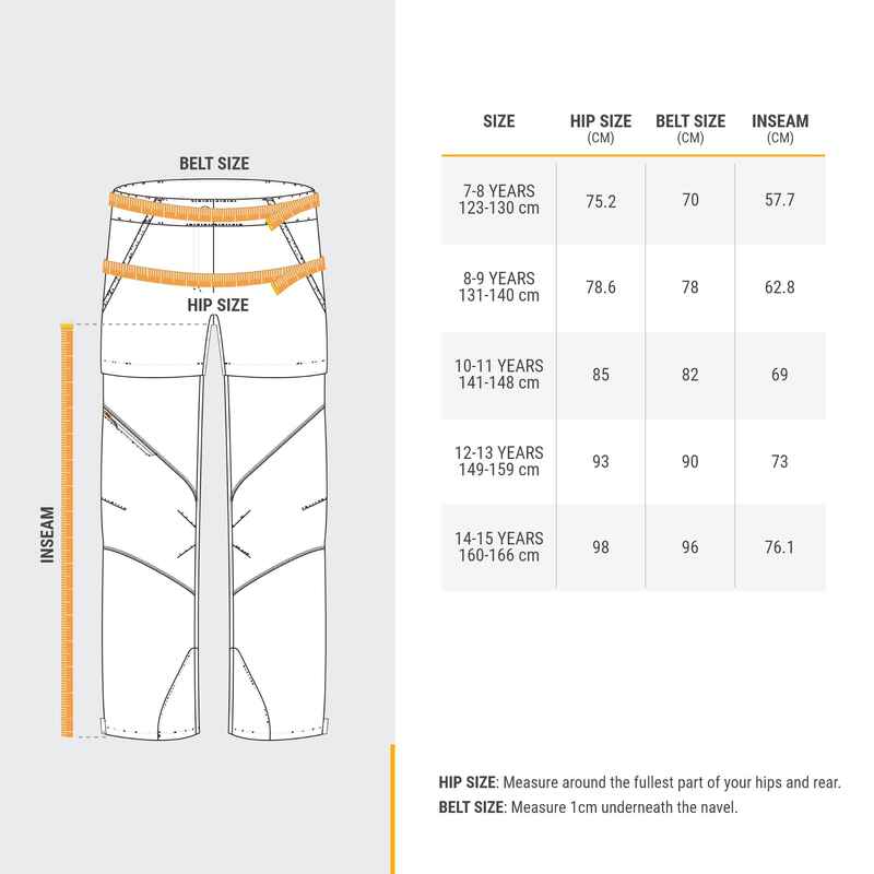 Kids’ Modular Hiking Trousers MH500 KID Aged 7-15 Turquoise