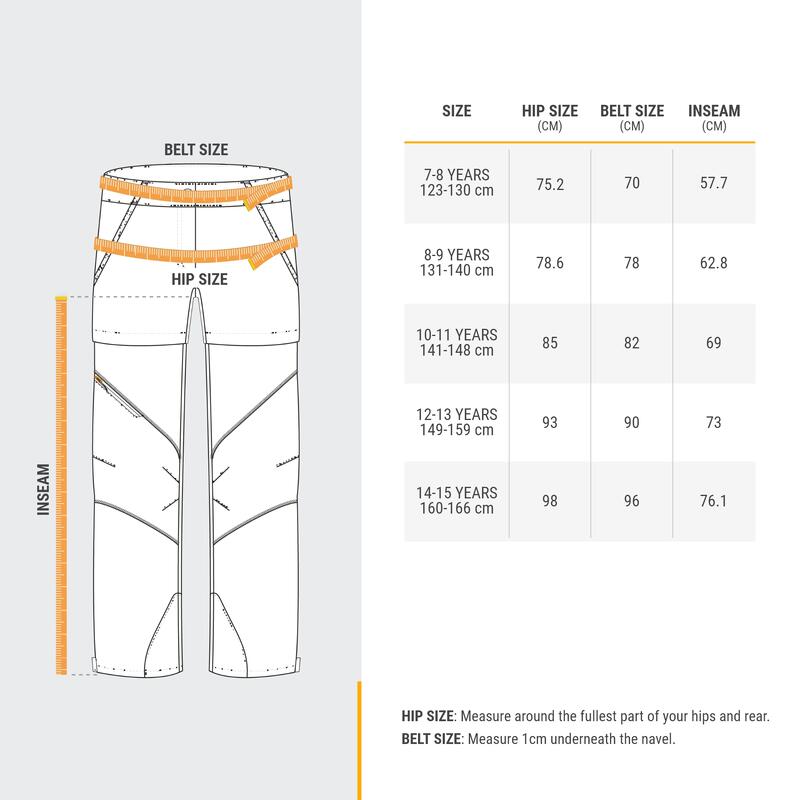 Pantalon Modulabil Drumeție la munte MH500 Negru Copii 7 -15 ani