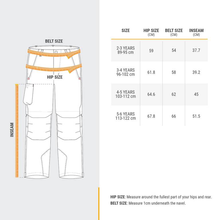 Celana Panjang Hiking Modular Anak Perempuan 2-6 th MH500 abu-abu/biru