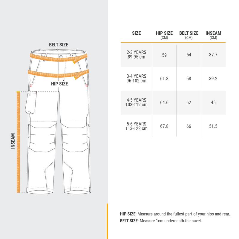 Pantalon Modulabil Drumeție la munte MH500 Gri-Albastru Fete 2-6 ani 