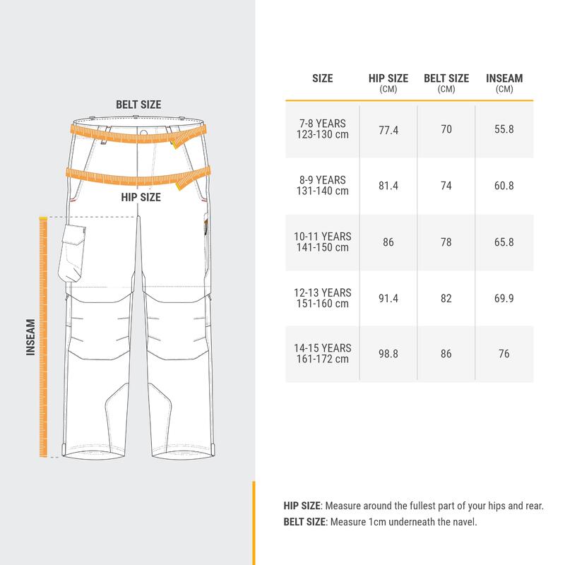 Pantalon Modulabil Drumeție la munte MH500 Maro Copii 7 -15 ani