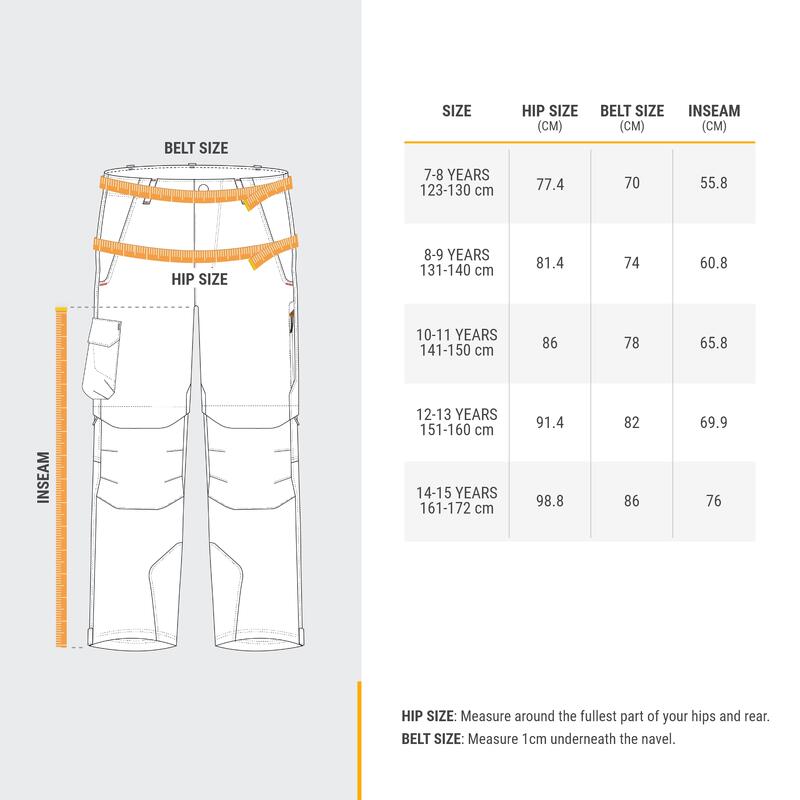 Pantaloni modulabili trekking bambino MH550 marrone scuro