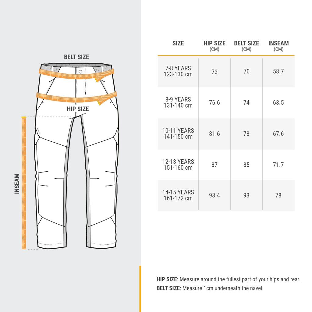 Crne pantalone za planinarenje za dečake MH500 (od 7 do 15 godina)