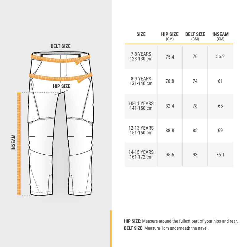 Παιδικό πολυμορφικό παντελόνι πεζοπορίας MH500 ONEZIP για 7-15 ετών - Μαύρο