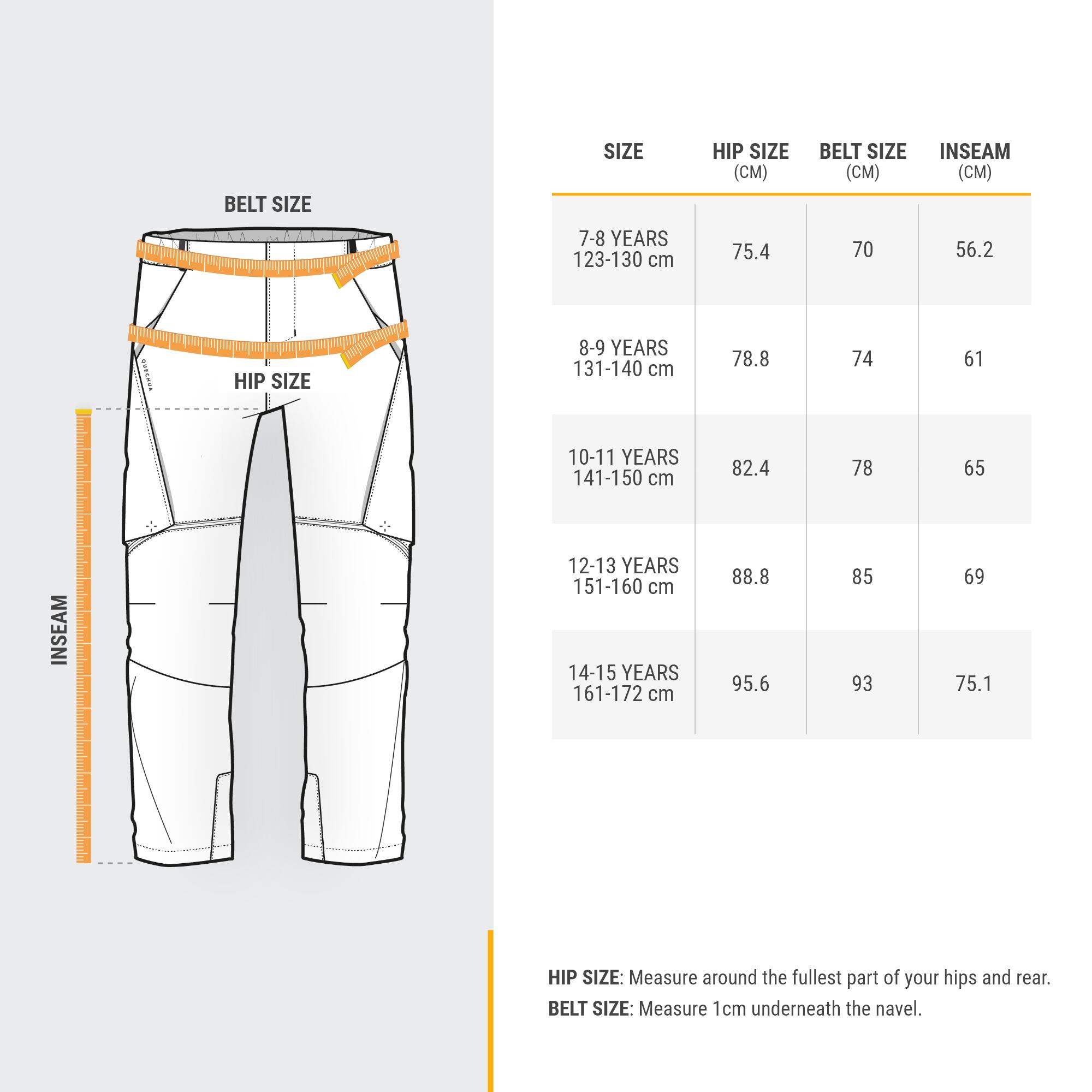 MH500 ONEZIP black modular hiking pants for children aged 7-15