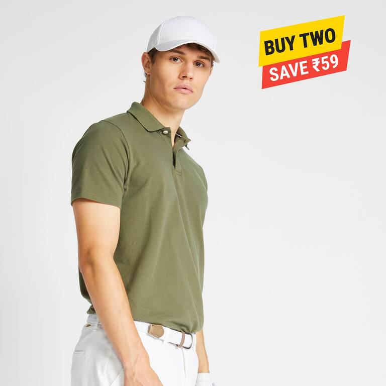 Men golf polo t-shirt 500 khaki brown