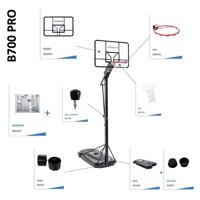 Basketbalový koš B700 Pro nastavitelný od 2,40 m do 3,05 m