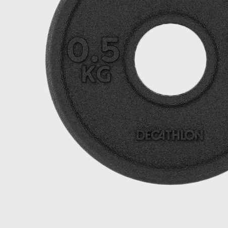 Diskinis svoris treniruotėms iš ketaus, 0,5 kg, 28 mm