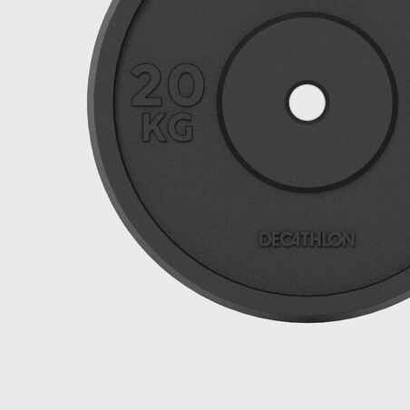28 mm skersmens ketaus diskas treniruotėms su svarmenimis, 20 kg