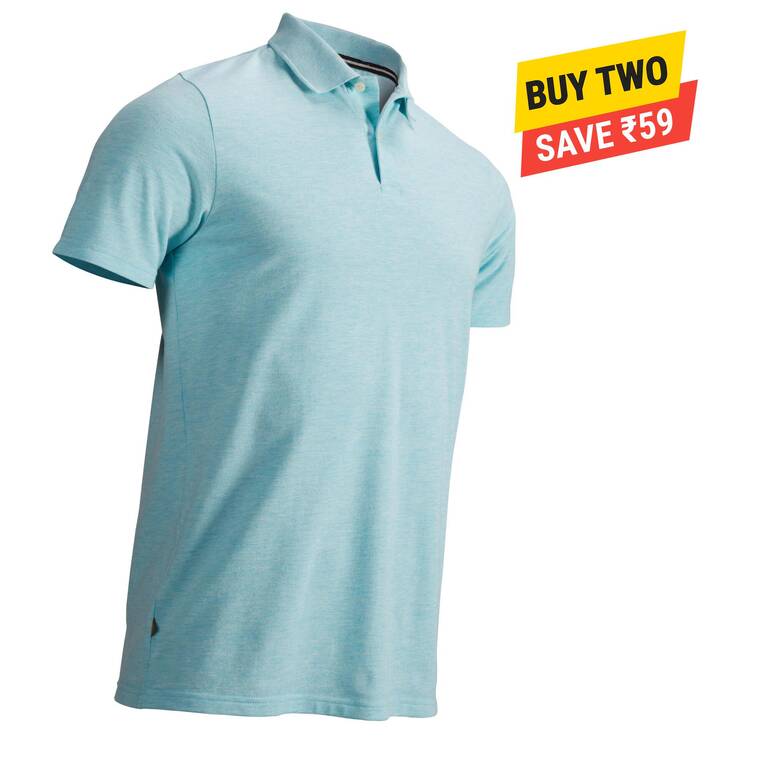 Men golf polo t-shirt 500 mottled mint