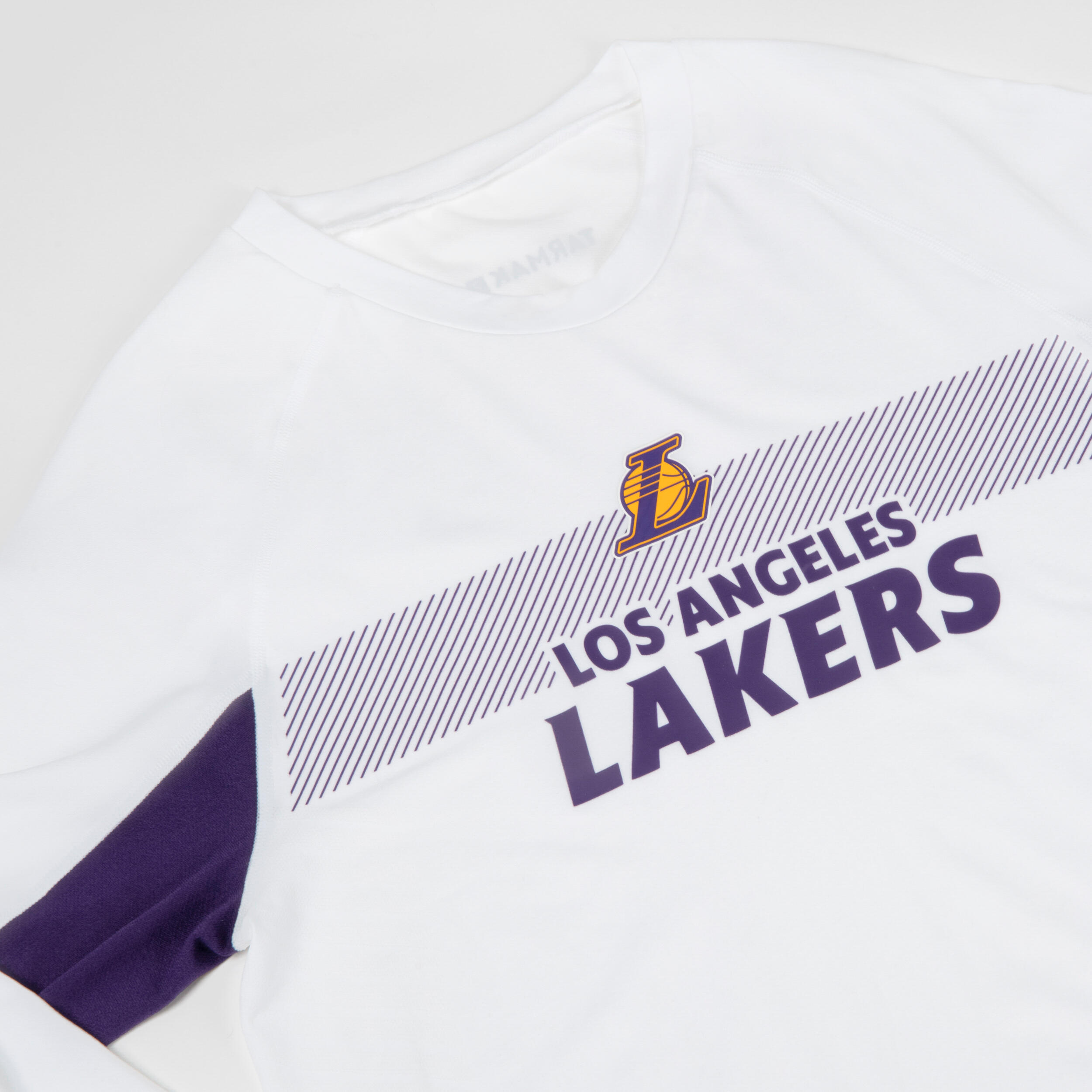 Basketbalondershirt uniseks UT500 NBA Los Angeles Lakers wit 2/9