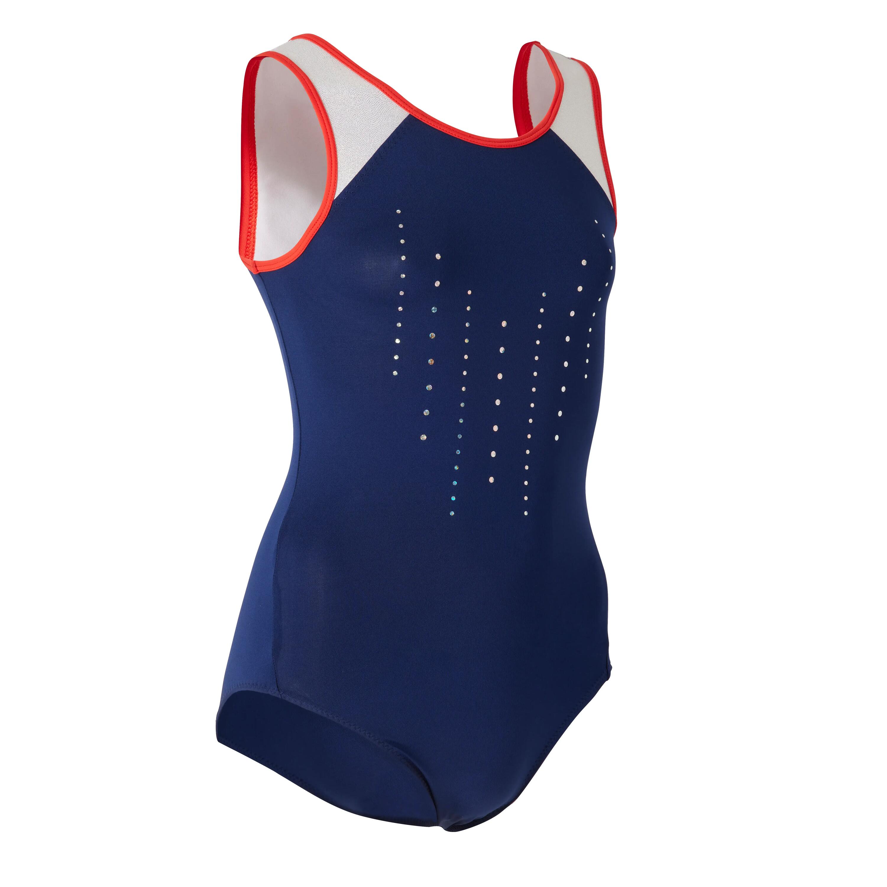 Maillot de Ginástica Sem Mangas Decote Redondo Menina JSM 540 Azul/Branco Lantej 13/15