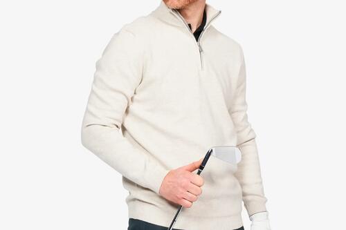 Pull golf 1/2 zip Homme - MW500 écru