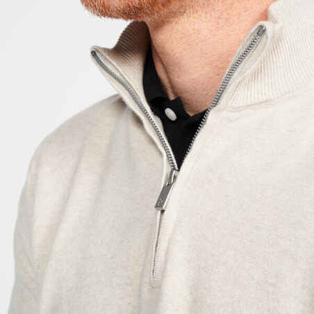 Men's golf half-zipped pullover - mw500 ecru