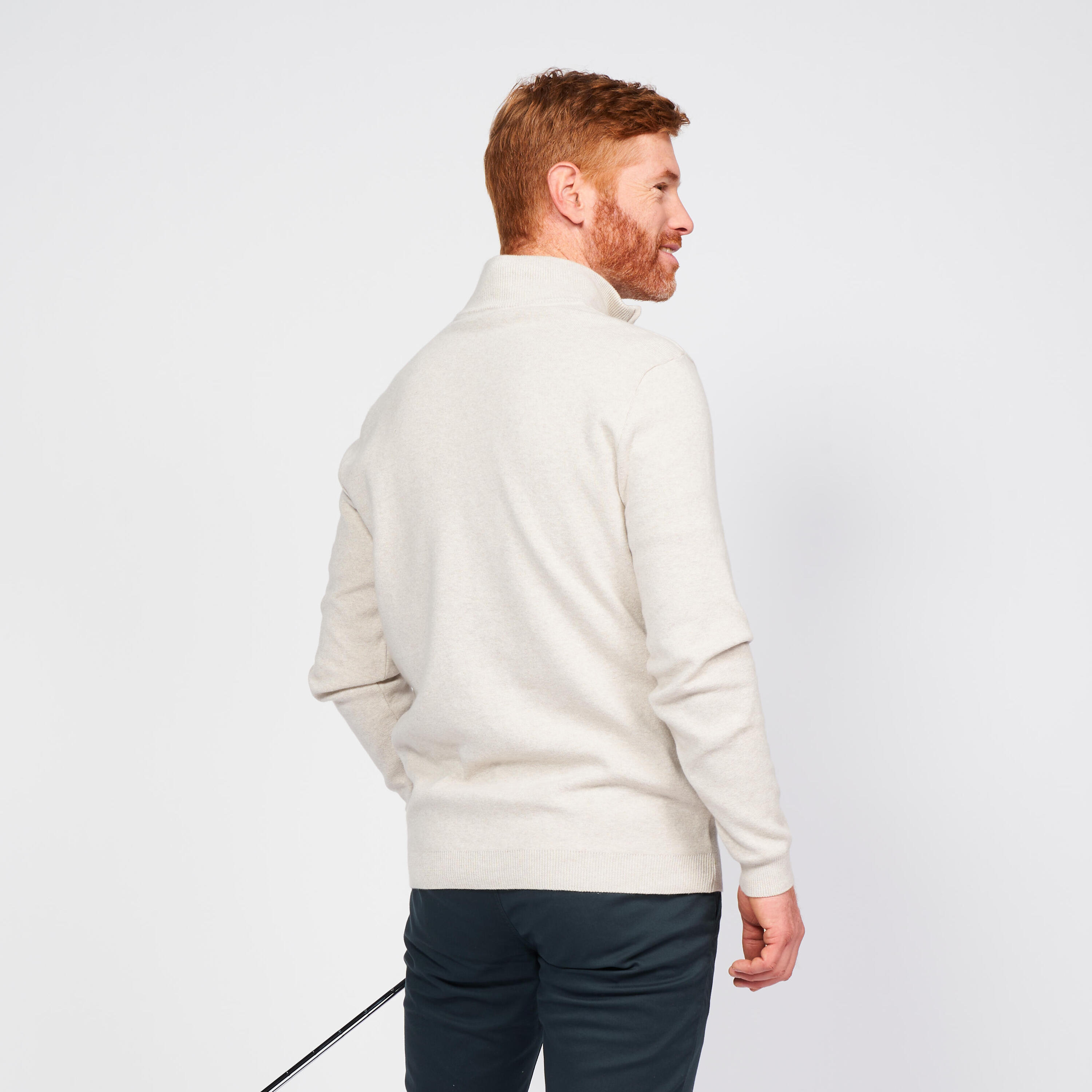 Men's golf half-zipped pullover - mw500 ecru 2/5