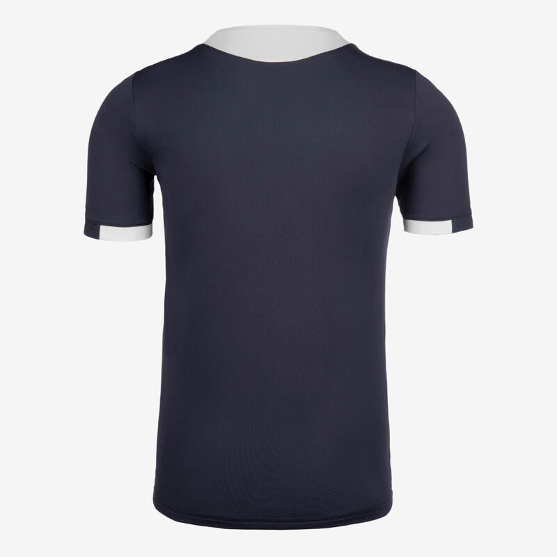 Voetbalshirt met korte mouwen voor kinderen WOLF grijs/marineblauw