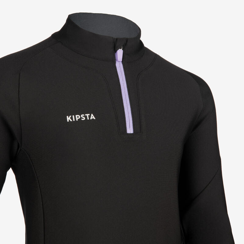 Sweat de football 1/2 zip viralto junior noir et parme