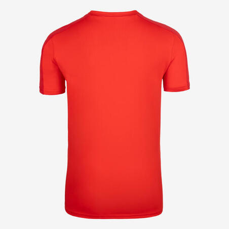 Crvena dečja majica kratkih rukava za fudbal ESSENTIAL
