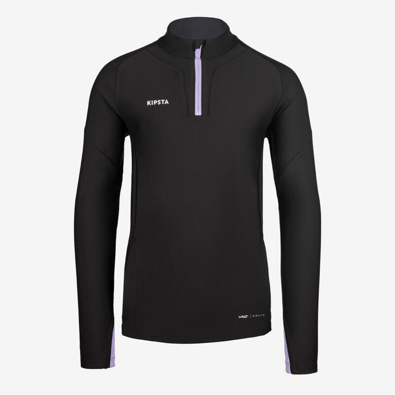 Sweat de football 1/2 zip viralto junior noir et parme