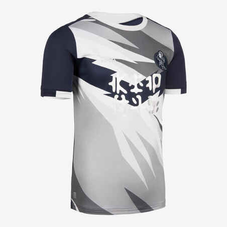 Kids' Short-Sleeved Football Shirt - Grey/Navy