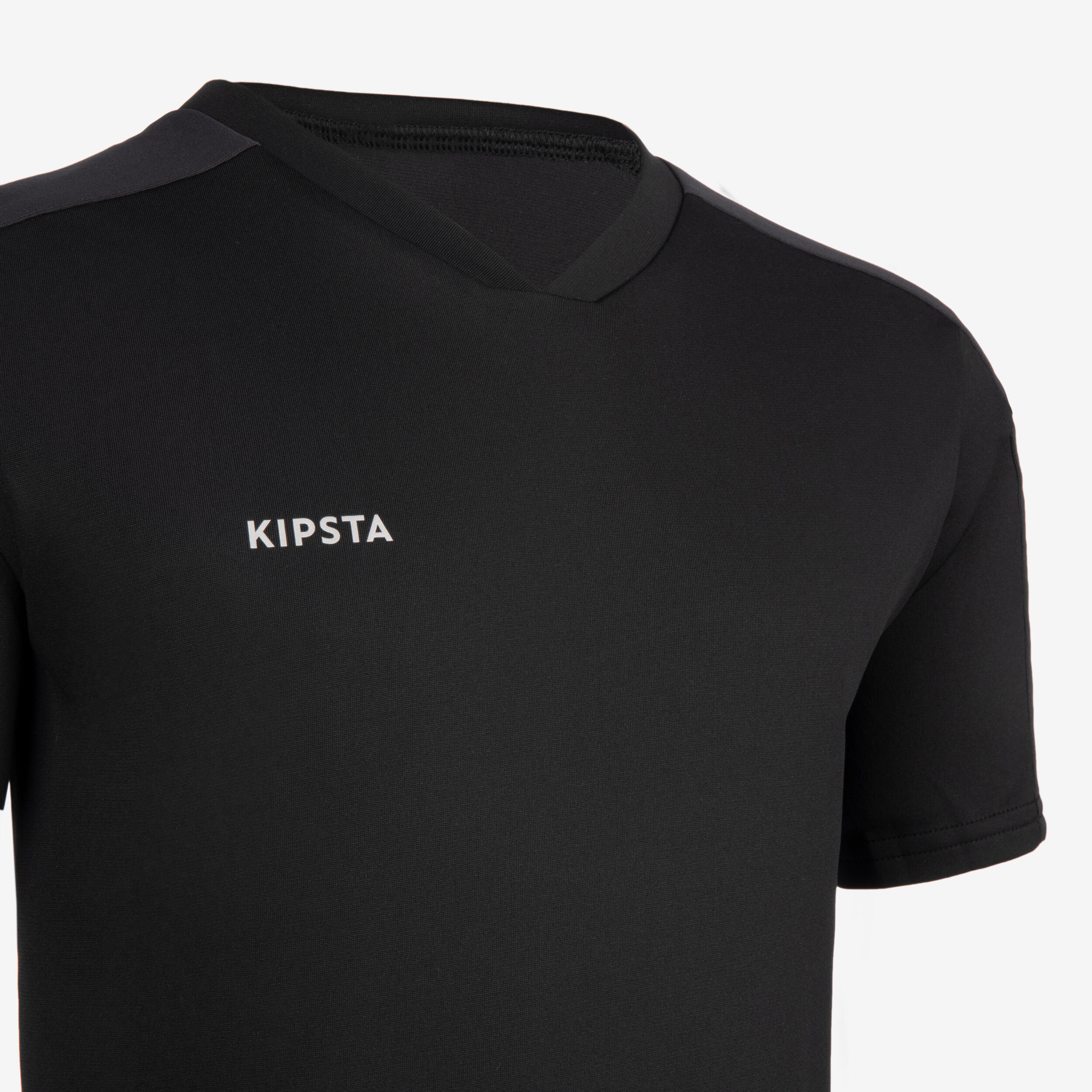 Maillot de Football enfant manches courtes ESSENTIEL Noir Decathlon