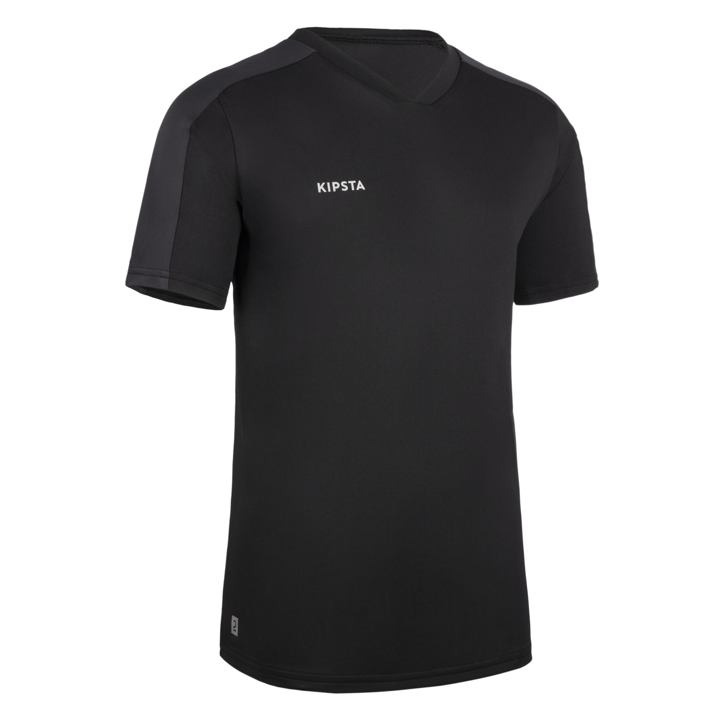 Kids' Short-Sleeved Football Shirt Essential - Black 1/5