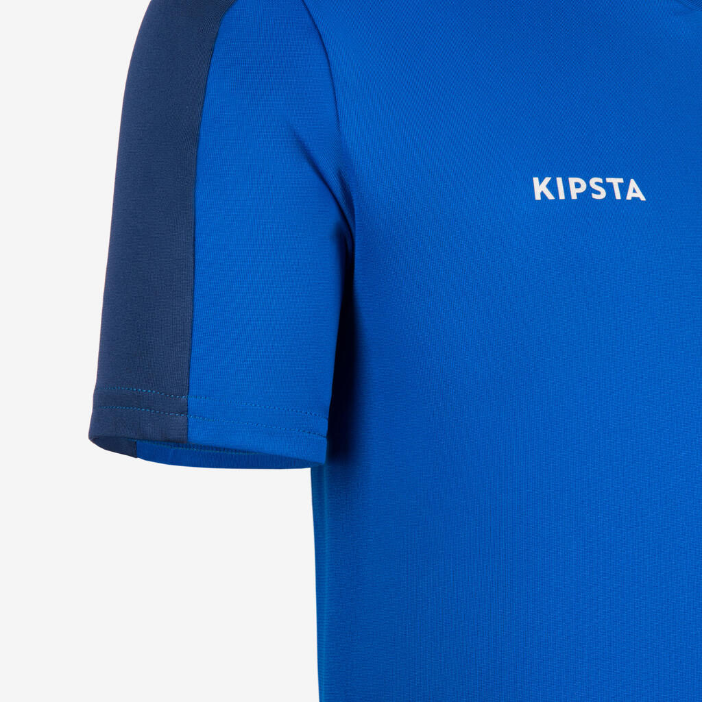 Crna dečja majica kratkih rukava za fudbal ESSENTIAL