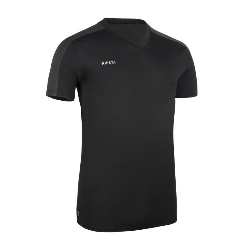 Adult Short-Sleeved Football Shirt Essential - Black