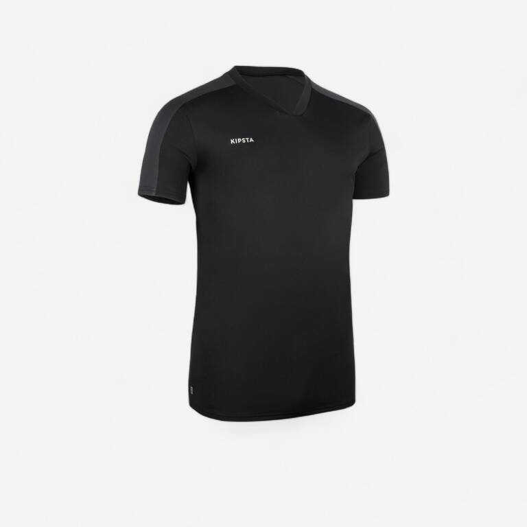 Adult Short-Sleeved Football Shirt Essential - Black