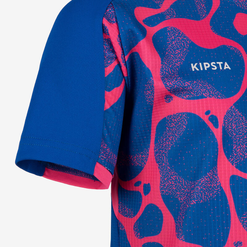 Camisola de Manga Curta de Futebol Criança AQUA Azul Rosa