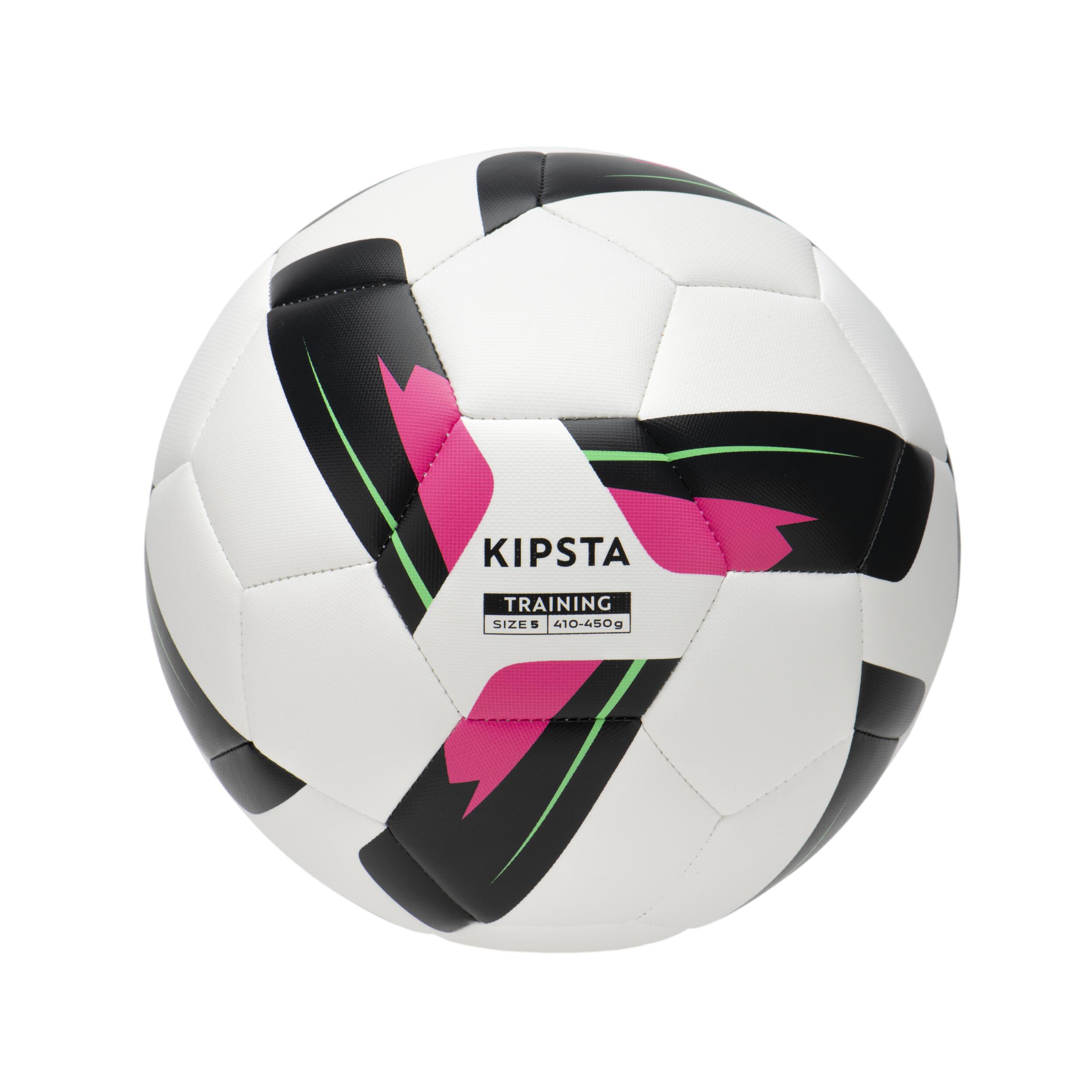 Size 5 Machine-Stitched Football Training Ball - White 1/10