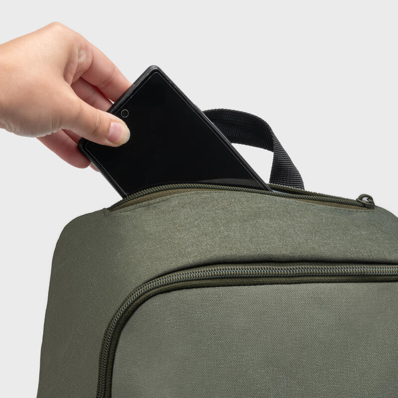 Sac à dos avec poche ordinateur 24L, kaki et jaune