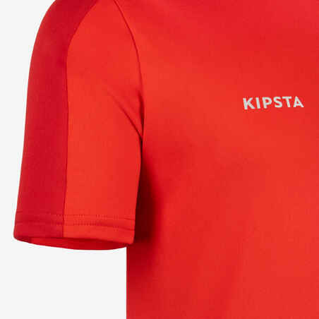 Kids' Short-Sleeved Football Shirt Essential - Red