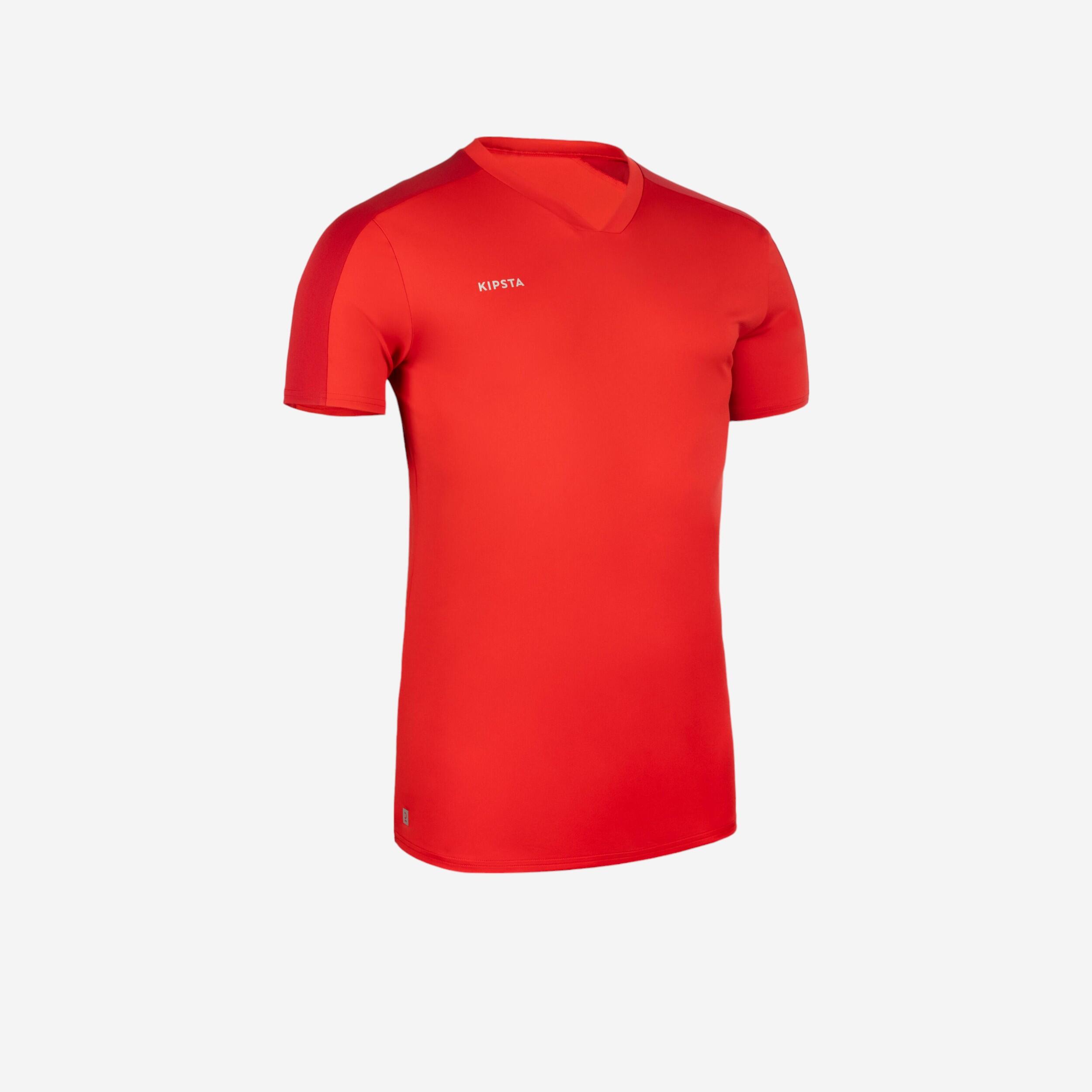 Kipsta - Maillot De Football Adulte Essentiel Manches Courtes Rouge - Maillot Manches Courtes - Football / Futsal / Sepak - Bordeaux-rouge - 48 Xl -