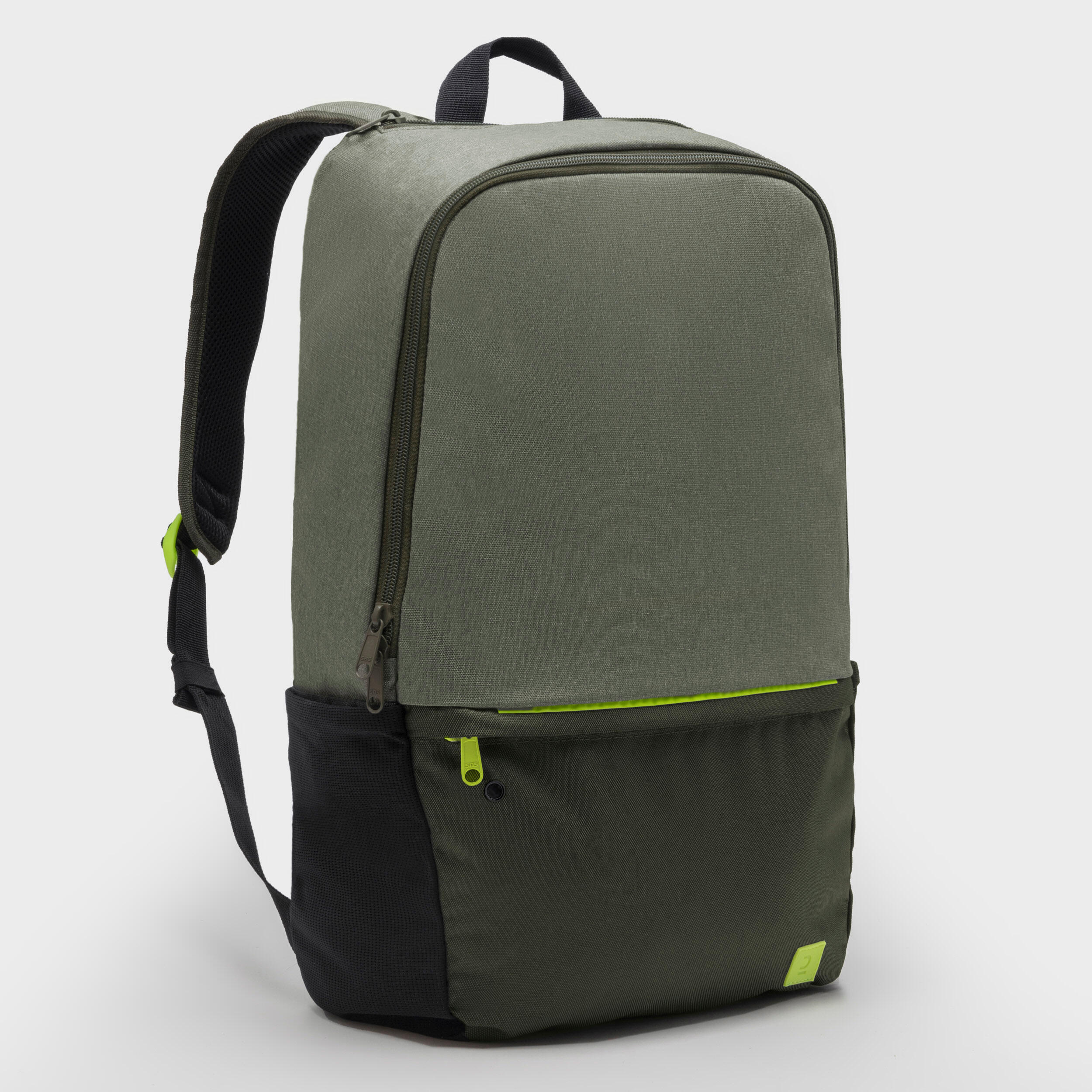 24 L Backpack Essential - Khaki/Neon Yellow 1/8