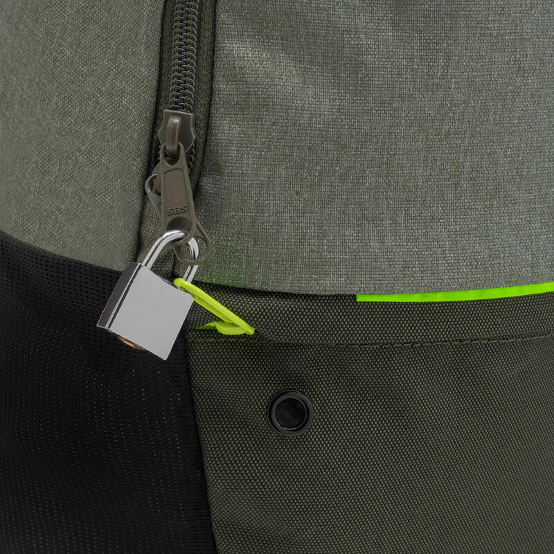 Sac à dos avec poche ordinateur 24L, kaki et jaune