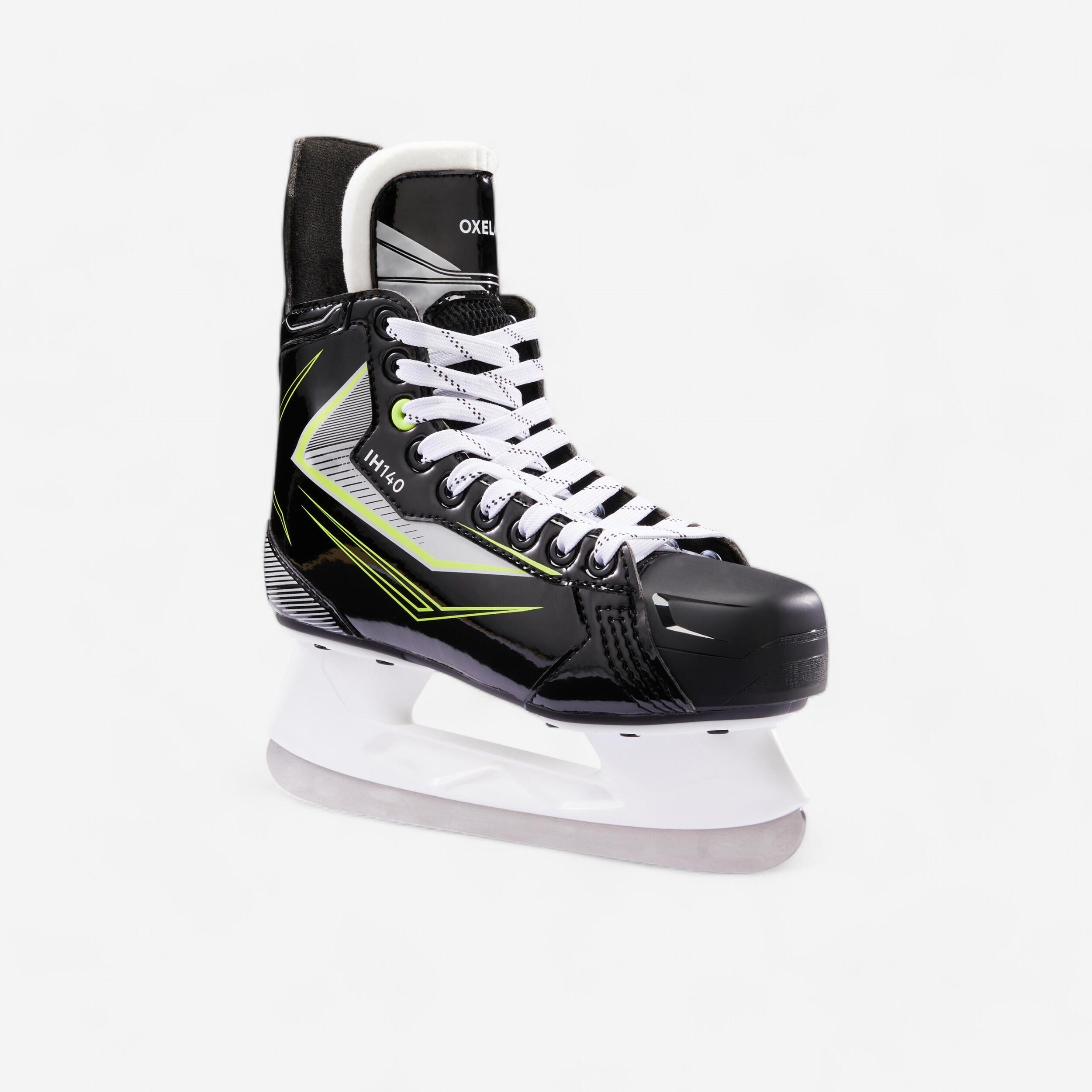 Oxelo - Patins De Hockey Ih 140 Junior - Patins De Hockey - Patinage Sur Glace / Hockey Sur Glace - Gris-jaune-noir-vert - 30 - Decathlon